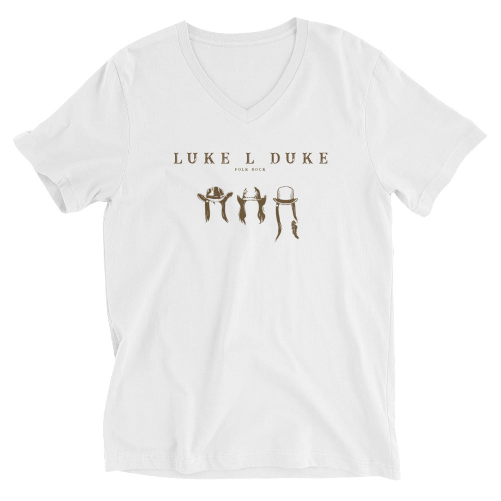 Luke L Duke - Têtes - T-shirt Unisexe à Manches Courtes et Col V