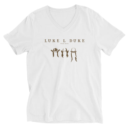 Luke L Duke - Têtes - T-shirt Unisexe à Manches Courtes et Col V