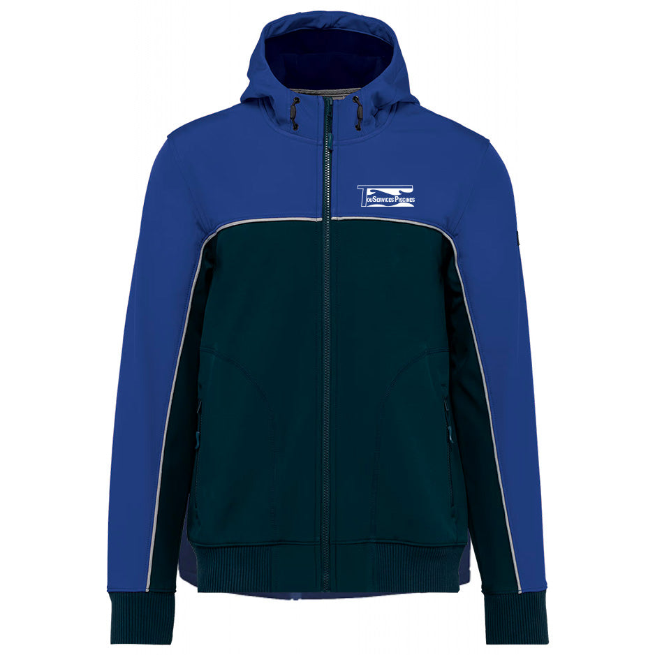 Tous Services Piscines - Veste softshell manche longue - Floqué coeur et Dos