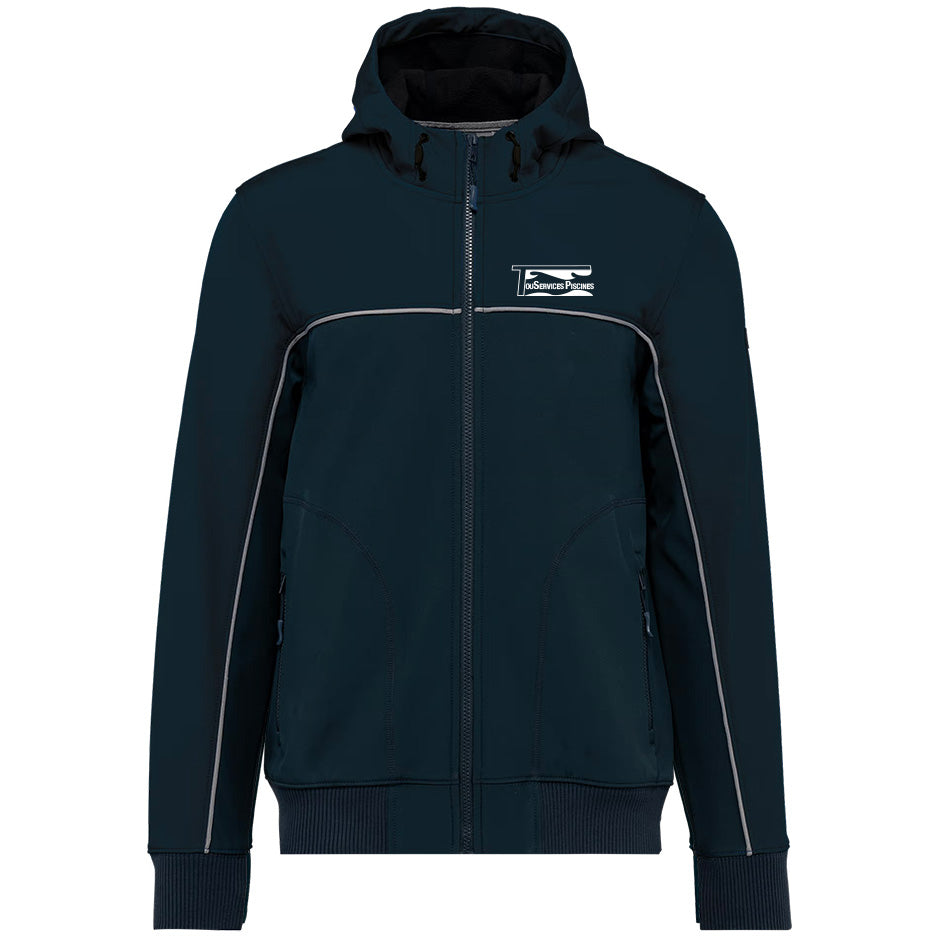 Tous Services Piscines - Veste softshell manche longue - Floqué coeur et Dos