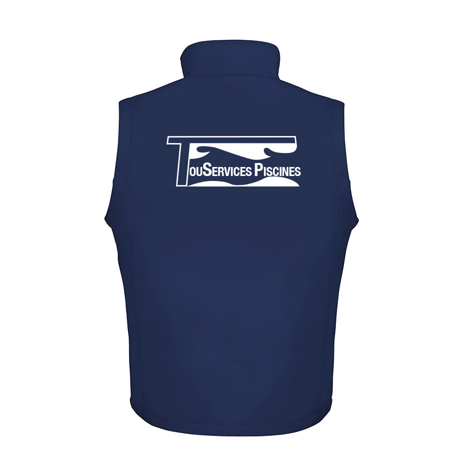 Tous Services Piscines - Veste softshell sans manche - Floqué coeur et Dos