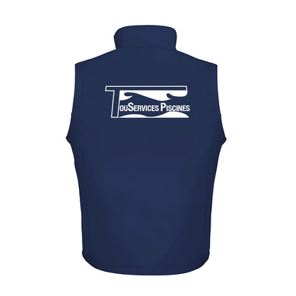 Tous Services Piscines - Veste softshell sans manche - Floqué coeur et Dos