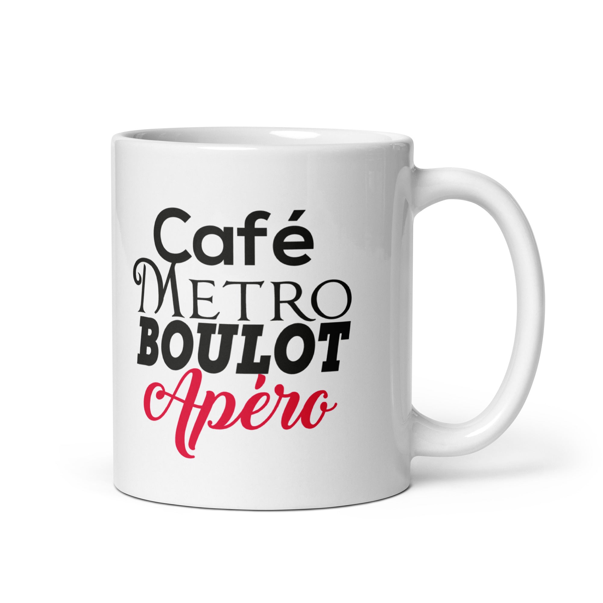 Café Métro Boulot Apéro - Mug Blanc Brillant