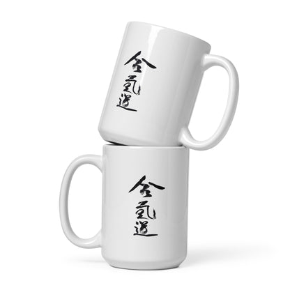 Aikido Club - Caligraphie - Mug Blanc Brillant