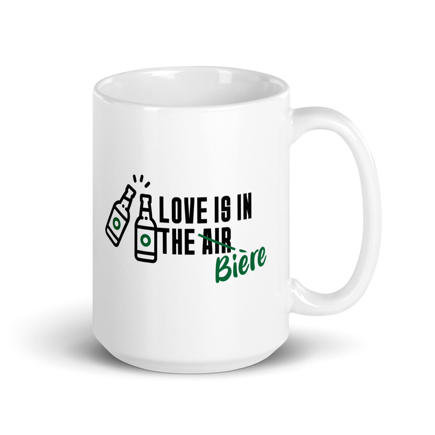 Love is in the bière - Mug Blanc Brillant
