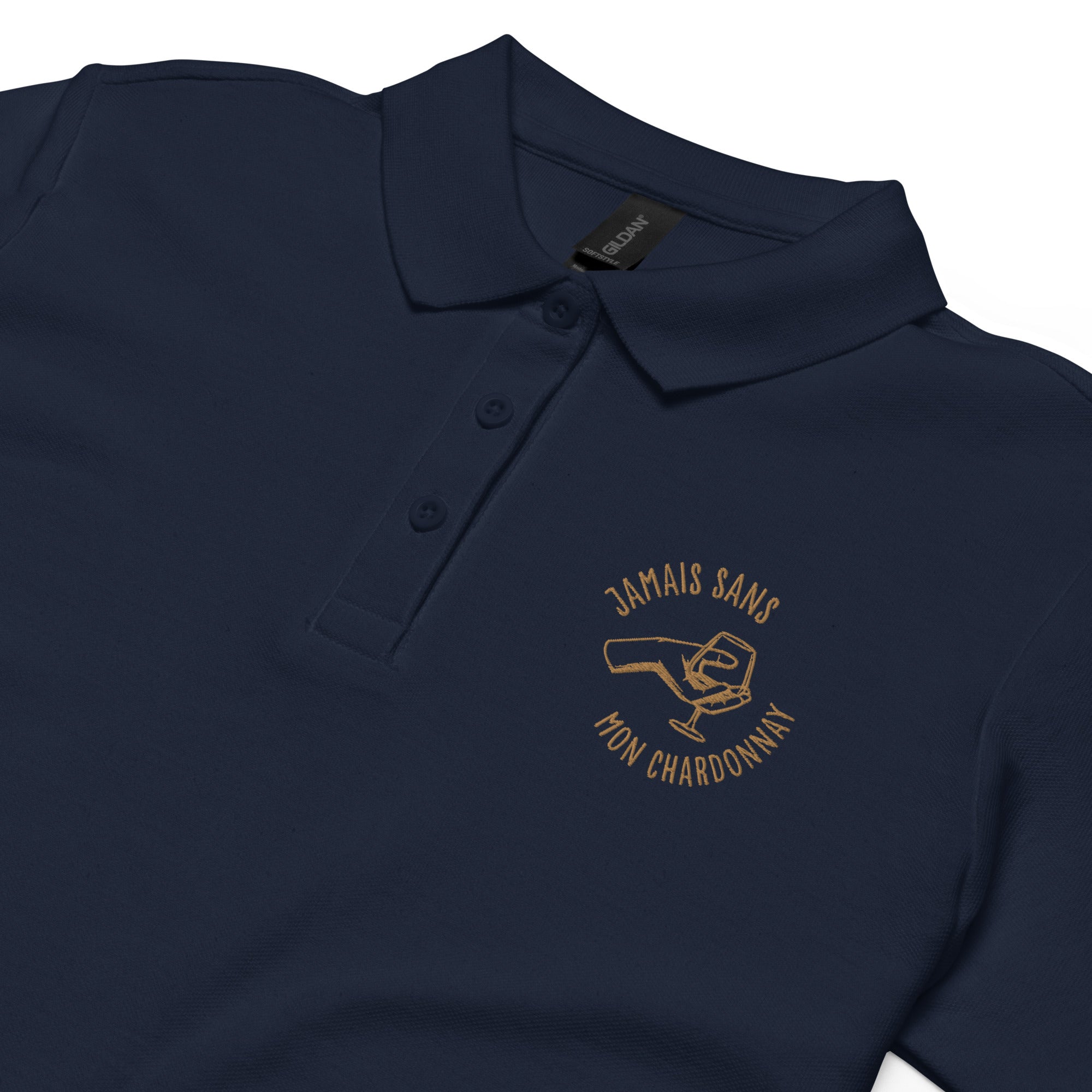 Jamais sans mon chardonnay - Polo piqué femme - Brodé