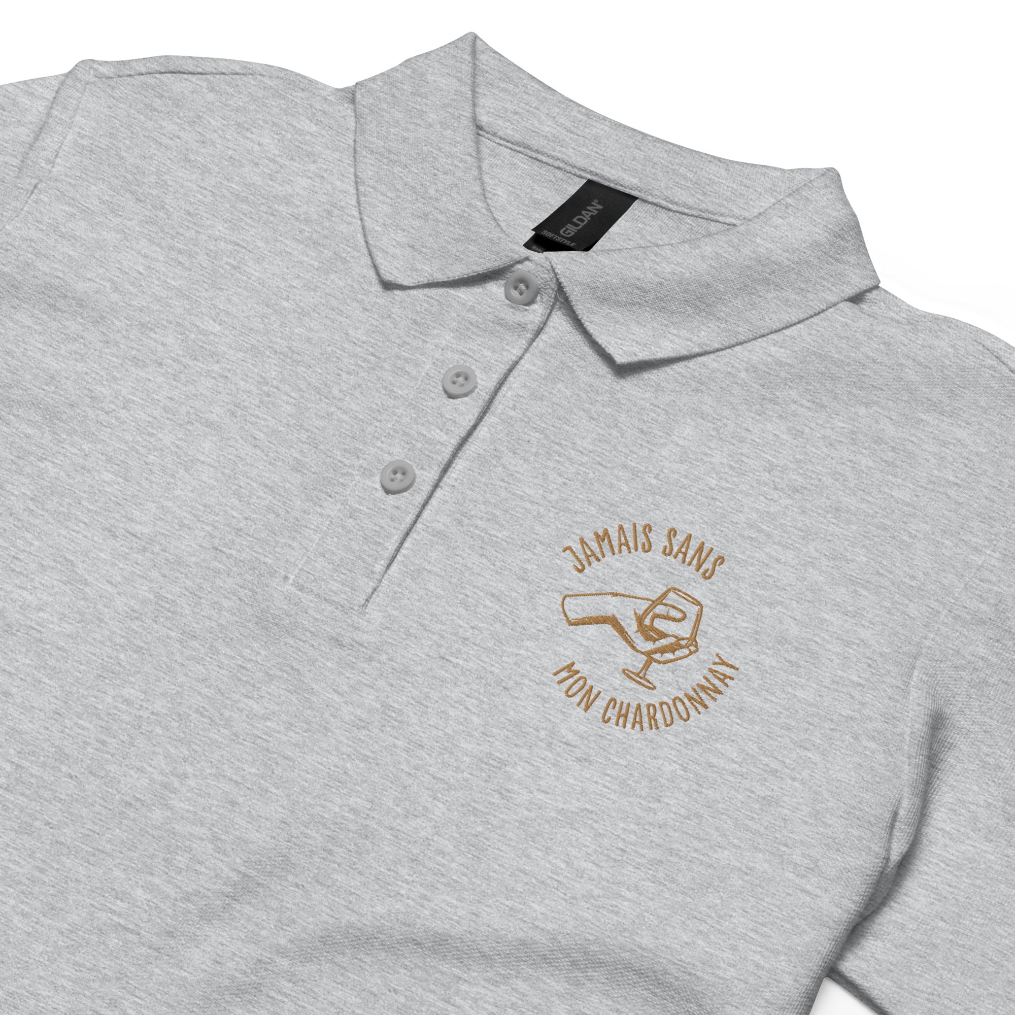 Jamais sans mon chardonnay - Polo piqué femme - Brodé