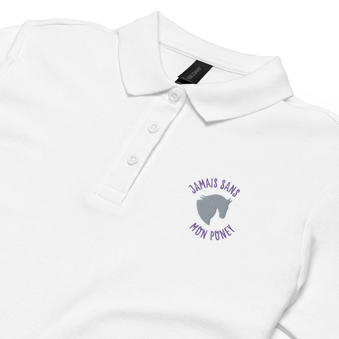 Jamais son mon poney - Polo piqué femme - Brodé